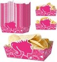 24 Pcs Pink Girls Party Supplies - Pink Princess Paper Food Trays & Serving Trays for Girls' Birthday Decorations