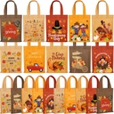 Abbylike 30 Pcs Thanksgiving Day Gift Bags Fall Non Woven Totes Thanksgiving Party Favor Bags with Handle Waterproof Pumpkin Turkey Shopping Totes Reusable Gift Bag for Holiday Party Supplies