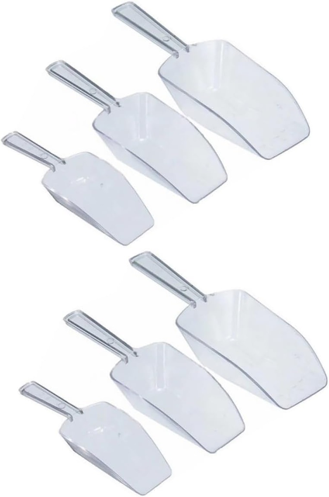2Sets Lightweight Transparent Ice Scoops Versatile Plastic Shovels for Ice Flour and Candy Comfortable Grip Household Kitchen Tools