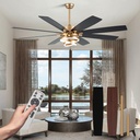 72 Inch Gold Ceiling Fans with Lights Reversible Quiet DC Motor 6 Speeds Large Modern Ceiling Fans with Remote Chandelier Fans for Bedroom Living Room