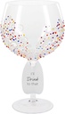Pavilion Gift Company Drink To That-Colorful Swirls 24 Oz Hand Painted Stemmed Wine Glass, 24oz, Red
