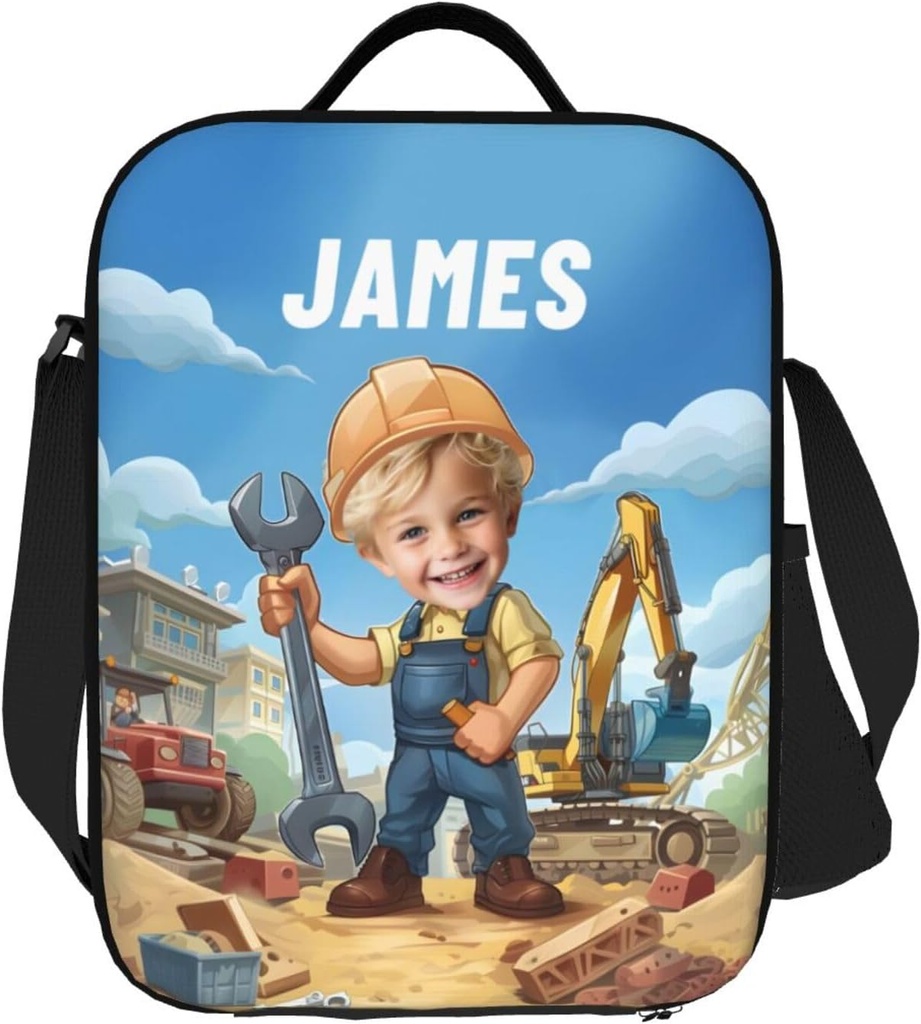 Custom Engineer Lunch Box Personalized Lunch Bag for Women Men Design Your Photo Text Name Customized Adjustable Insulated Lunch Tote Bags for Work Office Camping Travel