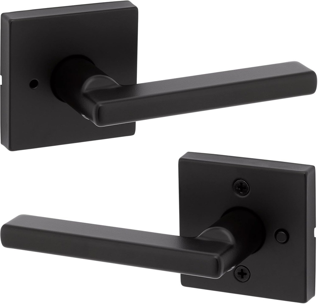 Kwikset Halifax Matte Black Bed and Bath Lever Right or Left Handed