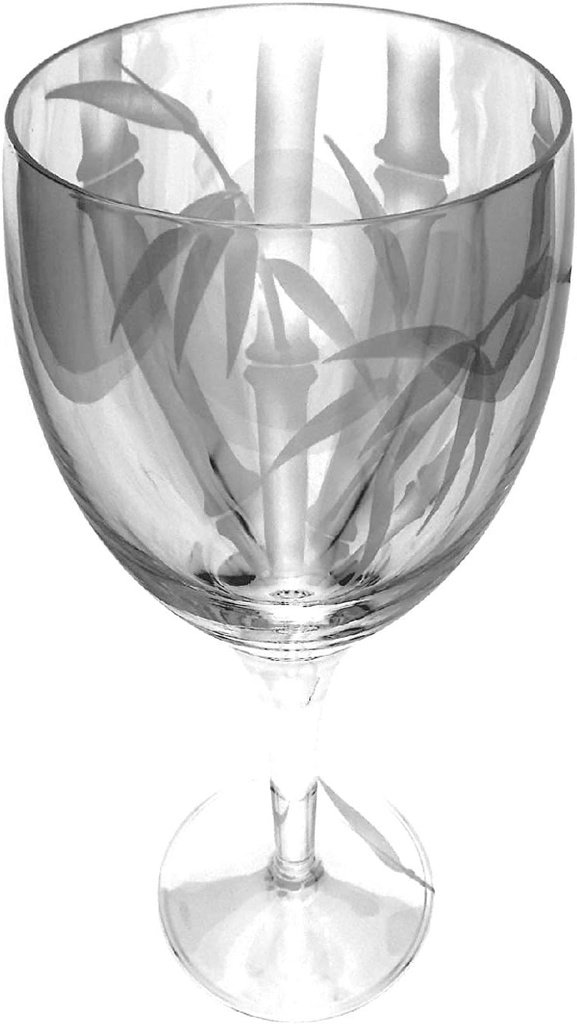 Hand Etched Italian Crystal Goblet Sandblasted (Sand Carved) Handmade Wine Water Glass Engraved (Bamboo Branch, 340 Milliliter (11.5 Ounce) White Wine)
