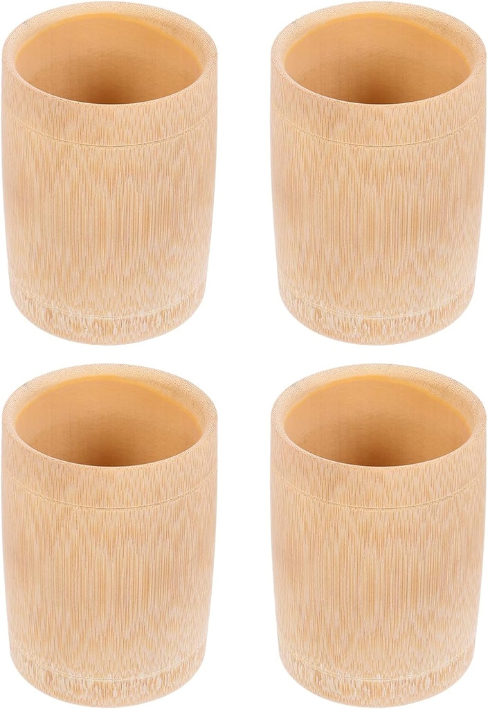 Cabilock 4pcs Gongfu Cup Beer Japanese Retro Fashion Style Tea Kungfu Holder Travel Khaki Tasting Drinks Sushi Whisky Home Tubes Wooden Wine for Water Rustic Bamboo Sake Hot Pastoral