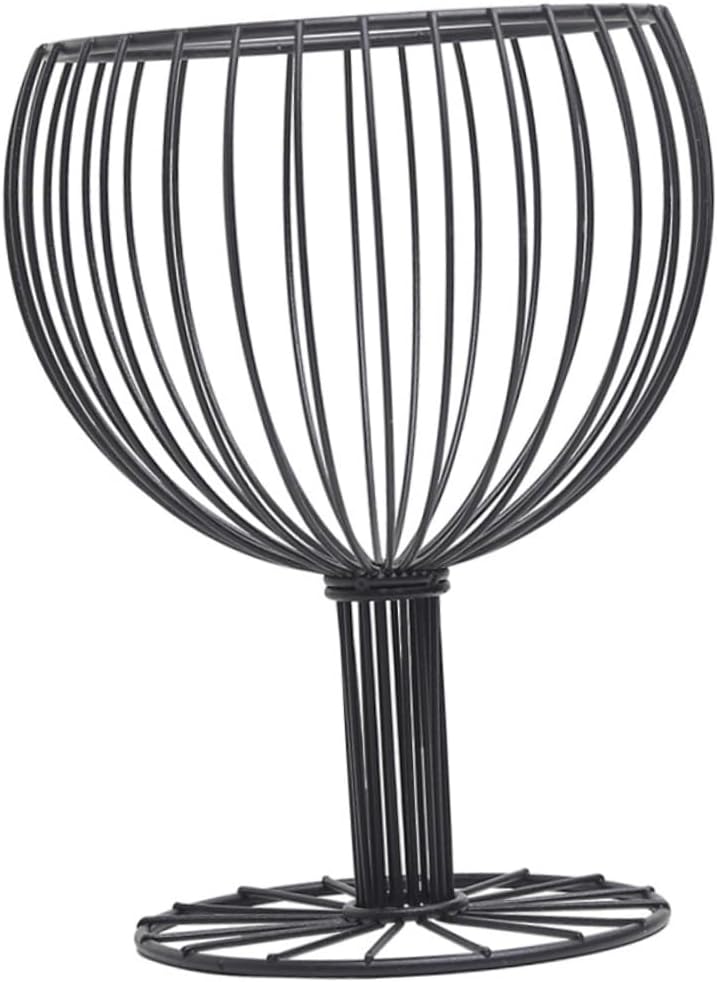 Wine Glass Shape Iron Fruit Basket for Kitchen Multi-functional Snack Tray and Dessert Holder Black Design for and Stylish Storage