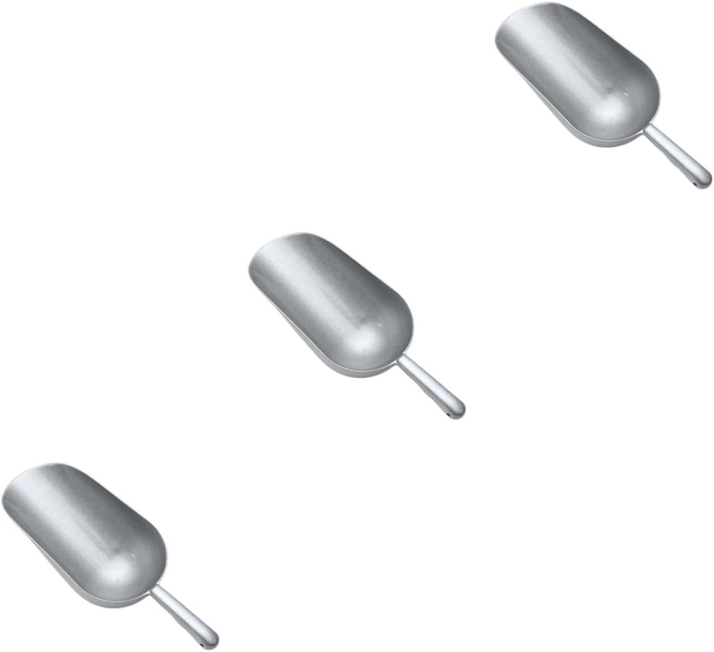 Cabilock 3pcs Food Shovel Ergonomic Silver Zinc Alloy Scoop for Flour Dried Fruits Nuts Beans Comfortable Grip for Home and Restaurant Use