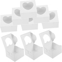 Cabilock 25pcs Heart-shaped Cupcake Boxes Window Sturdy Cardboard Bakery Treat Boxes for Desserts Reusable Pastry Packaging Containers