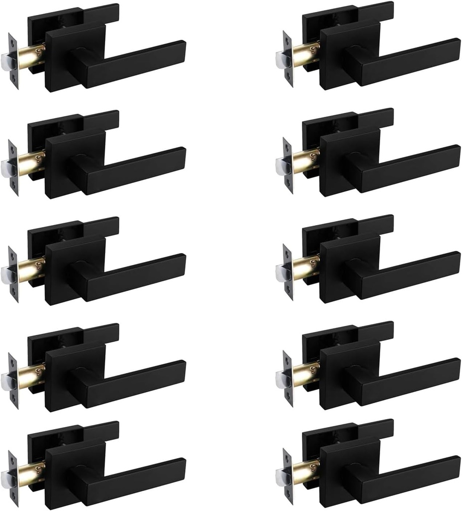 NEWBANG Solid Door Lever Handle Matte Black Finish