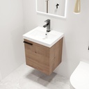 Malwee 18" Floating Bathroom Vanity with Sink, 18 Inch Single Sink Wall Mounted Bathroom Vanity, with 1 Door and White Ceramic Basin top, Modern Bath Wall-hung Storage Cabinet for Small Space(017-18)