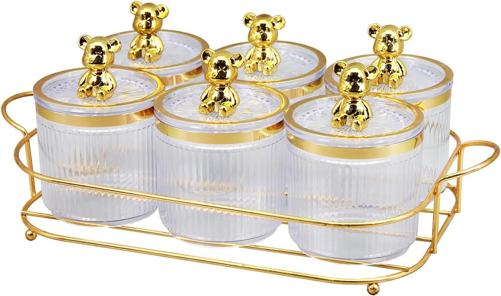 Metal Tray With Cover - 6 Removable Snack and Candy Tanks, Food Dispenser, Biscuit Jar, Airtight Storage for Jewelry, Condiments - White 6-Grid