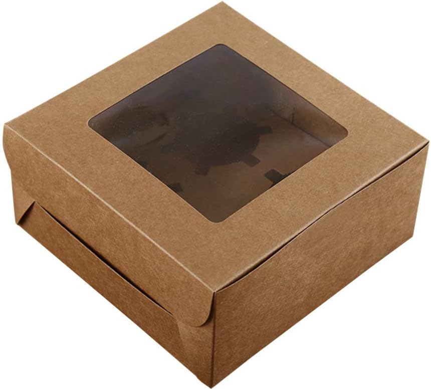 DOITOOL Cupcake Box Insert Paper 4 Cavity Windowed Pastry Boxes Baked Goods Carriers Home Dessert Party Display