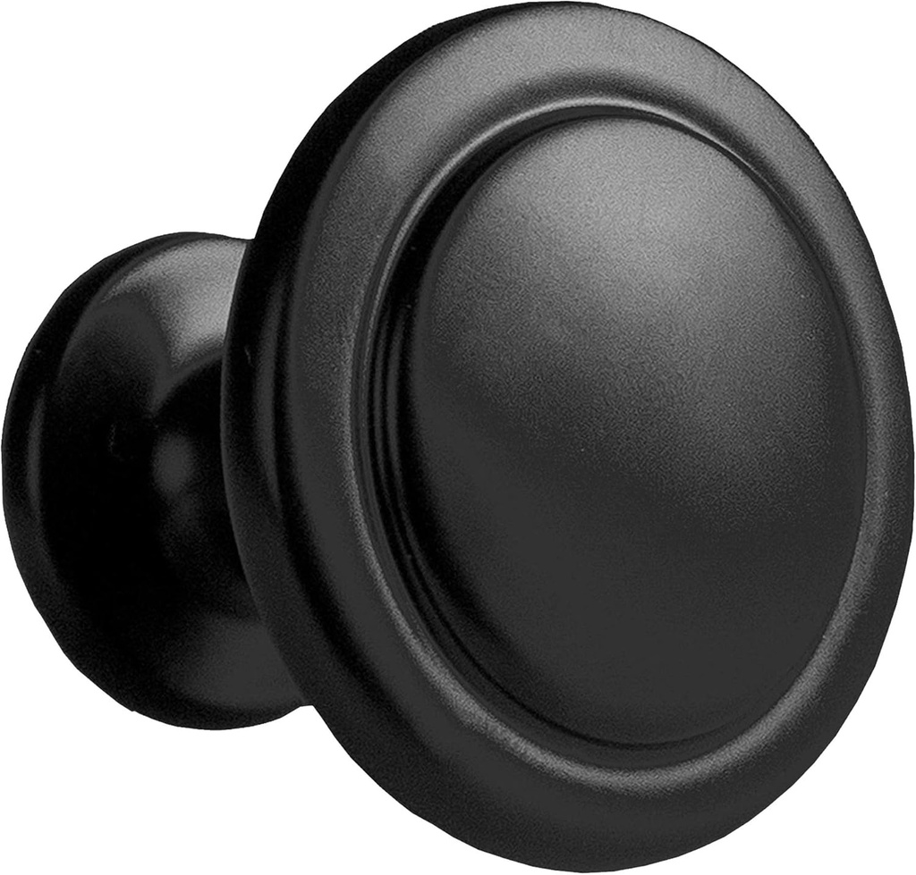Ilyapa 25 Pack 1 1/4 Inch Round Kitchen Cabinet Knobs, Flat Black Round Drawer Knob for Cabinets Dressers Drawers - Black Kitchen Cabinet Hardware