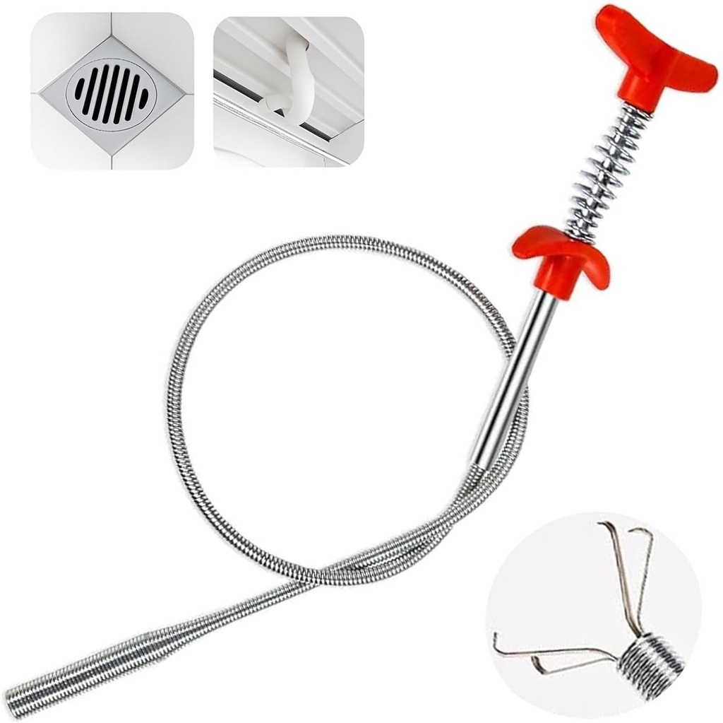 Drain Hair Clog Remover Tool – 24 Inch Flexible Steel Drain Cleaning Claw for Shower, Sink, Tub, Bathroom and Kitchen – Easy Hair Grabber for Clogged Drains, Plungers for Clearing Blocked Drains