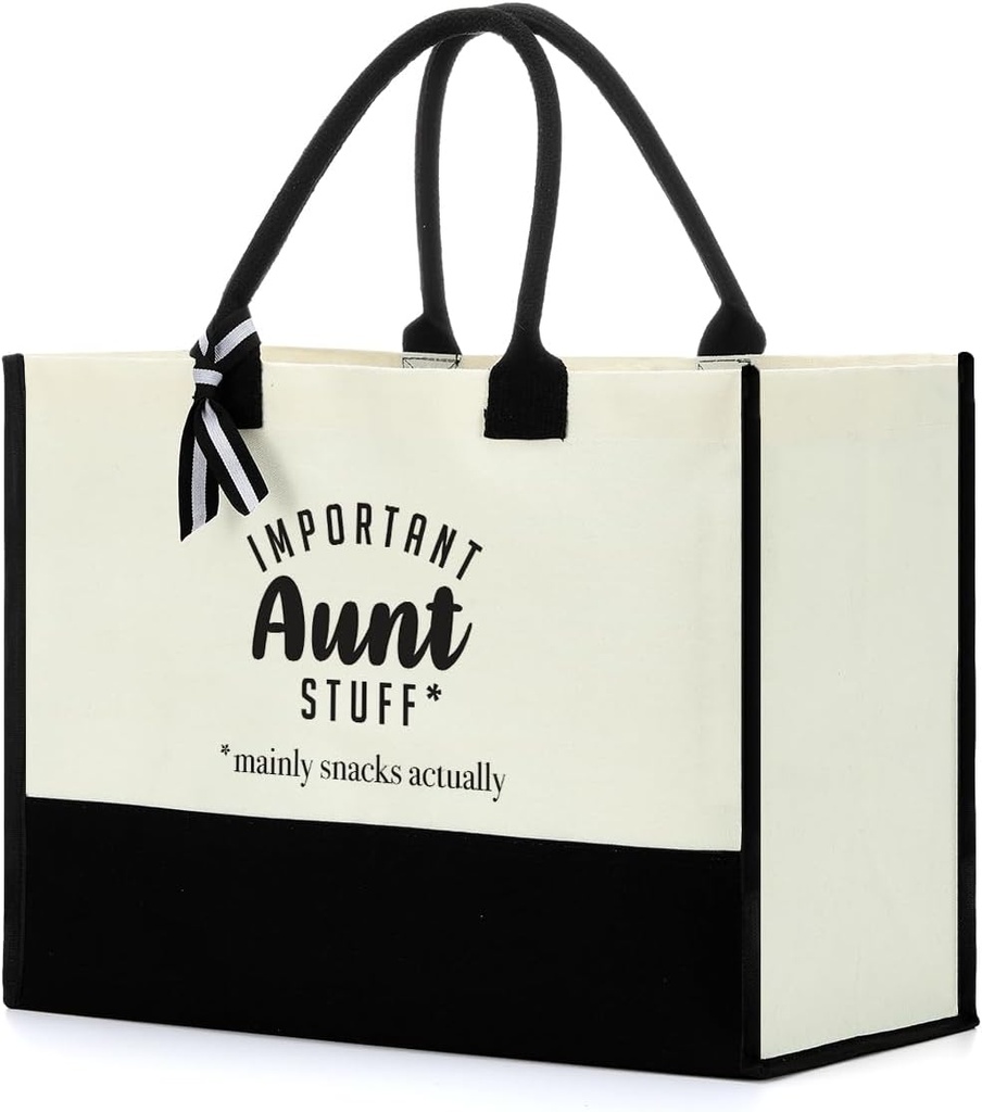 FORBIDDEN PAPER Auntie Gifts Best Aunt Ever Canvas Tote Bag Reusable Grocery Bag Gift for Women Auntie Aunty Female Her Birthday Christmas Anniversary Wedding