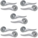 5 Sets of Door Handles 'Fiorella' Solid Brass Lever on Rose - Satin Chrome