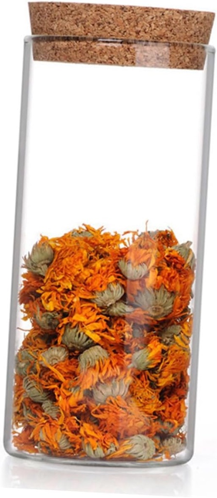 Garneck Airtight Storage Jar Tank Cork Lid Glass Tea Can for Cookies Sugar Flour