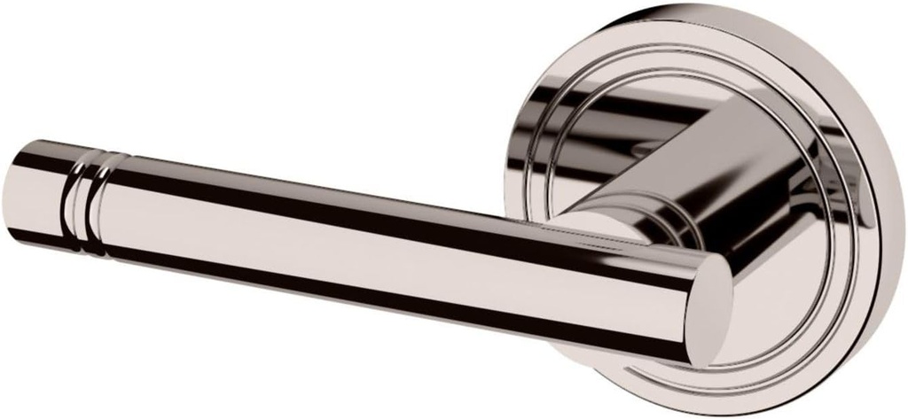Baldwin 5138.LDM 5138 Left Handed Non-Turning One-Sided Dummy Door Lever with 5047 Rose from The Estate Collection - Lifetime Polished Nickel