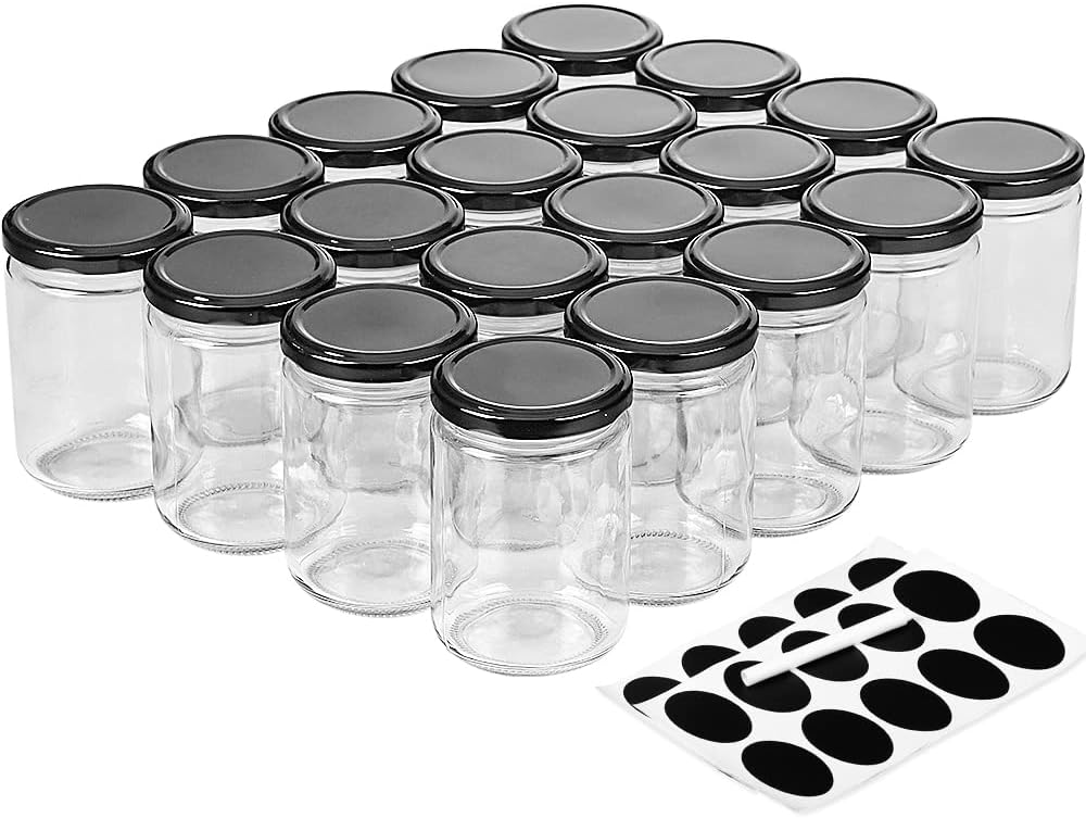 12oz Glass Jars with Lids, 20 Pcs Empty Candle Jars for Making Candle, Mason Canning Jars for Spice, Jam, Liquid, Baby Food Storage, Meal Prep, Craft, DIY Gift, Sample Container, Dishwasher Safe