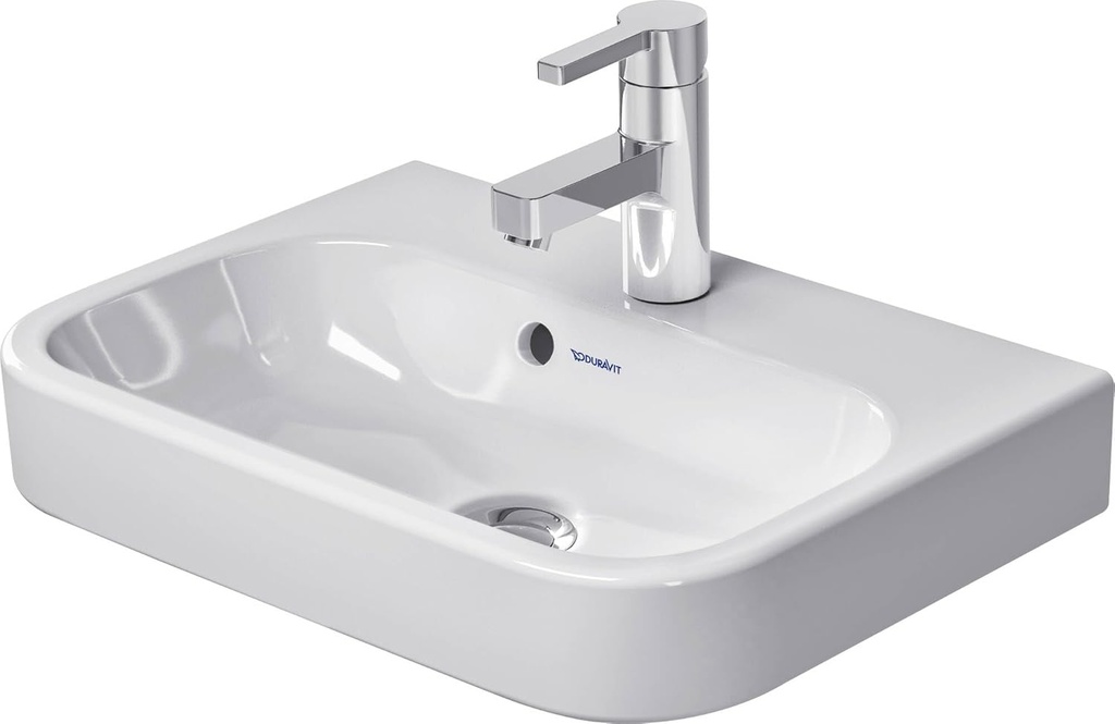 Duravit 0710500000 Happy D.2 Bathroom Sink with Faucet Hole and Overflow White