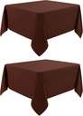2 Pack Square Table Cloth 48X48 Inch Chocolate Washable Fabric Tablecloth Polyester Solid Dining Table Cover for Birthday Party Dinner Holiday Outdoor Indoor