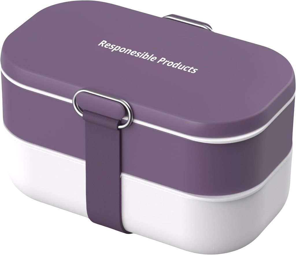 Responsible Products Leak Resistant Bento Box with Tableware for Adult - Teens, Insulated Lunch Box for Women - Men - Girls - Boys, BPA Free, Dishwasher Safe, Microwave Safe, Freezer Safe, 46 oz