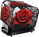 4 Slice Toaster Cover with Two Pockets for Storing knife Super Soft Appliance Cover Black White and Red Roses Dust Cover for Kitchen Small Oven Cover Kitchen Bread Machine Protector Cover