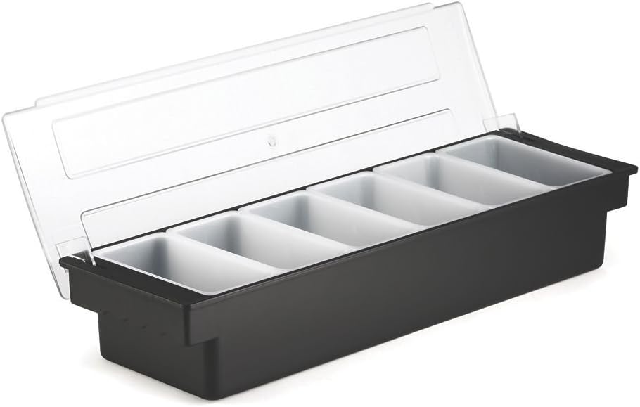 Tablecraft (102) 6-Compartment Black Plastic Condiment Holder