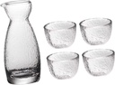 LIFKOME Japanese Style Sake Cup Set Hammered Glass Pot 6oz Sake Cups Creative Design for Home Parties