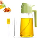 2 in 1 Oil Sprayer & Dispenser for Cooking | 16oz/470ml Glass Olive Oil Sprayer with Brush | Oil Spray Bottle with Pourer, Food-grade Oil Mister for Air Fryer, Salad, Frying, BBQ (Green)