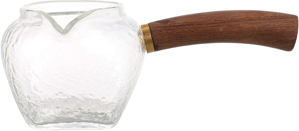 Veemoon 1 Pc Side Handle Tea Serving Cup Cold Tea Pitcher Gong Fu Teapot Glass Kettle Pot Milk Frothing Cup Side Pour Teapot Sharing Pitcher Cold Water Teacup Office Wooden