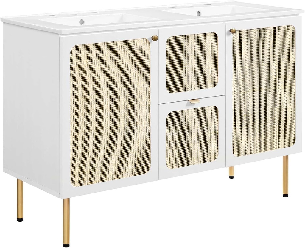 Modway EEI-6701-WHI-WHI Chaucer 48" Double Sink Bathroom Vanity, White White