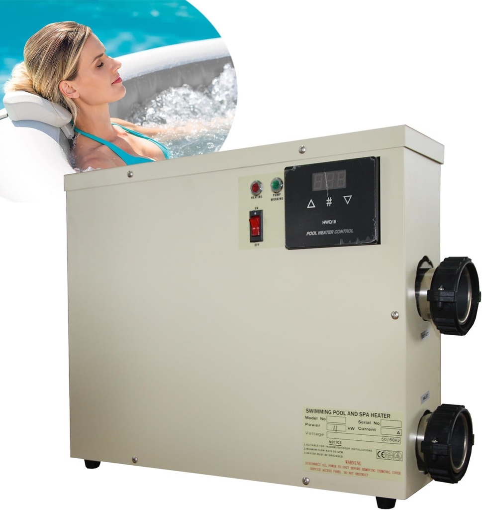 Pool Heater-18KW 220V thermostat Electric Swimming Pool Heater,Digital Touch Display Energy Efficient Pool Water Heater for Spa Relaxation, Bathtubs and Above Ground in-Ground Pools (220V 18KW)