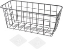 Wrought Iron Hanging Storage Basket for Kitchen Bathroom Office Organizer Sticky Hooks for Reducing Clutter and Easy Access to Spices and Supplies Black