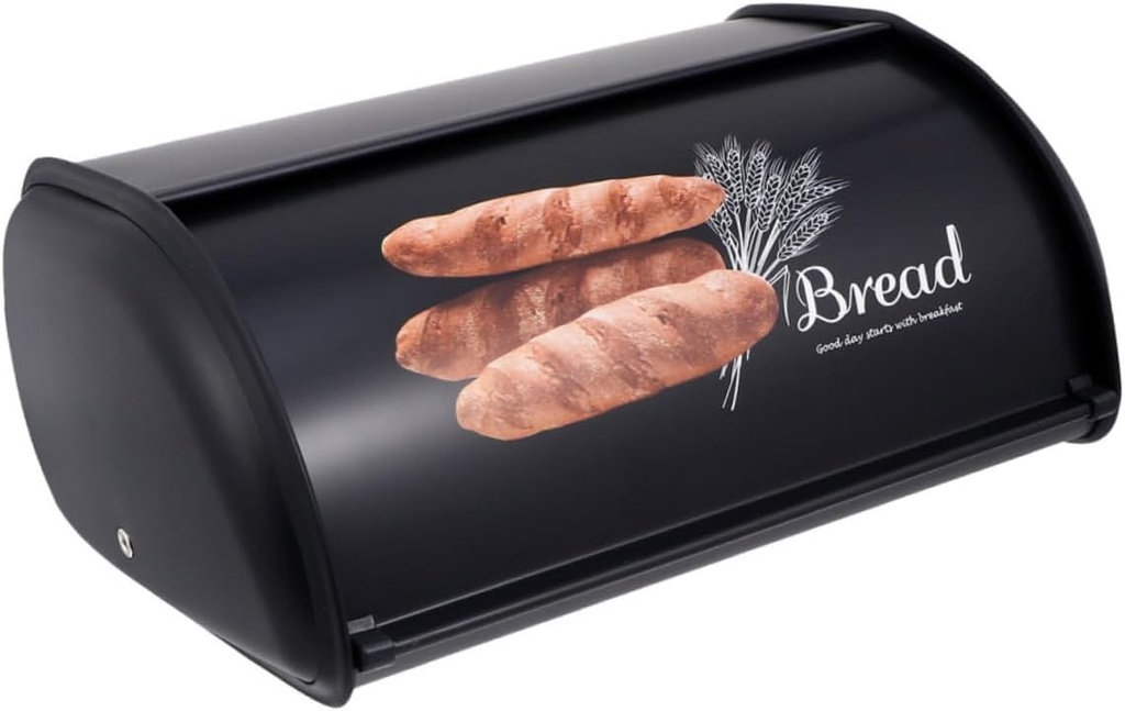 Ciieeo Creative Vintage Bread Storage Box Retro Design Food Organizer for Kitchen Airtight Bread Container with Cover and Fruits Black