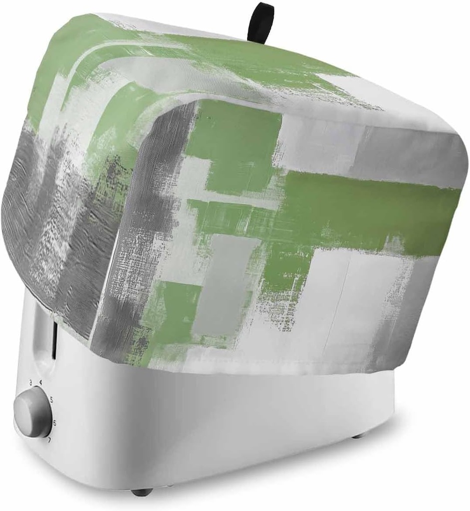 Sage Green Gray Toaster Cover 2 Slice, Small Kitchen Appliance Covers, Oil Painting Geometric Abstract Modern Toaster Oven Cover with Loop, Bread Machine Cover Polyester Dust Cover Protection