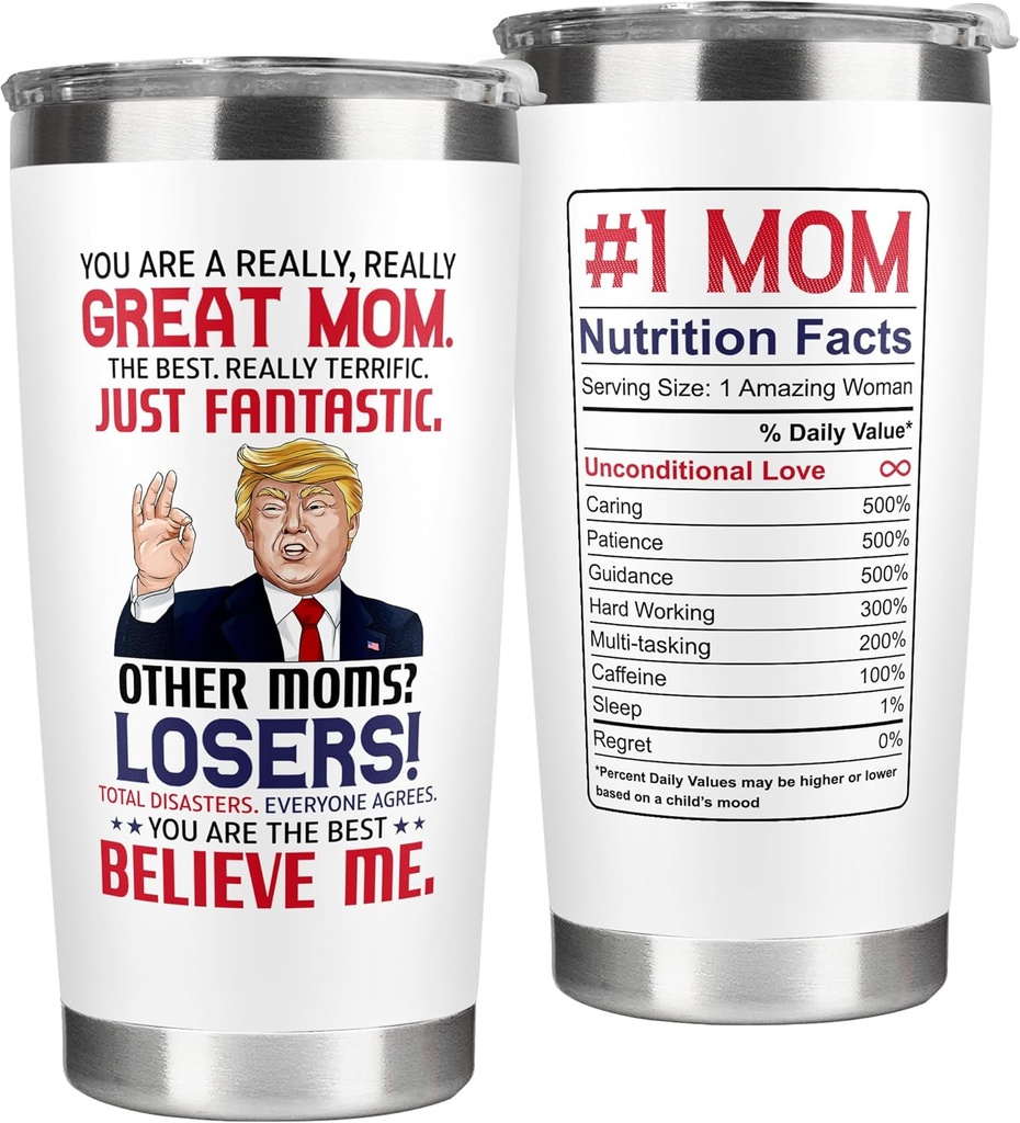 Gifts for Mom from Daughter Son - Christmas Gifts for Mom Wife - Birthday, Christmas, Valentines Day Gift for Moms - Gift for Mama, Moms, Mother - 20 Oz Stainless Steel White Tumbler