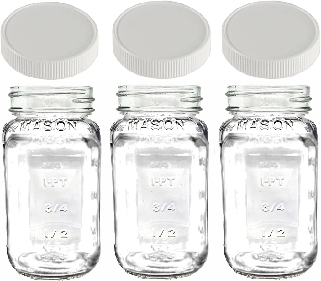 Jarming Collections 24oz Glass Mason Jars with BPA-Free Plastic Lids – Regular Mouth 24oz Mason Drinking and Storage Jars for Kitchen, Pantry, Canning, and Food Storage