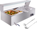 3-Pan Commercial Food Warmers, 12 Qt Stainless Steel Countertop Buffet Steam Table Pan with Lid, 1500W Electric Buffet Bain Marie with Tempered Glass Cover for Party, Restaurant