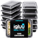 Igluu Meal Prep Containers Reusable (30 Pack) – Food Containers with Lids – Stackable, Microwave, Freezer & Dishwasher Safe – 28oz – 1 Compartment – BPA-Free