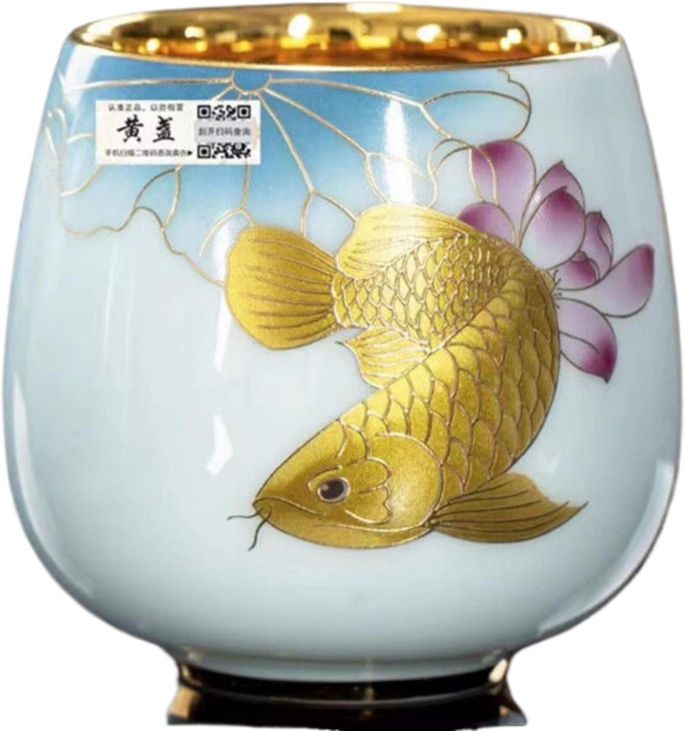 Z1260 鎏金杯 Tea Set Sake Cup 珐琅彩青花茶杯个人杯主人杯 Loose Leaf Tea cup 紫砂建盏大师