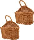 2pcs Rustic Hand Woven Wall Hanging Basket for Kitchen Storage Spoon Chopsticks Holder Space-saving Hanging Baskets