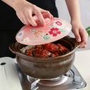 Japanese Rice Cooker,Ceramic Covered Casserole,Printed Heat Proof Earthenware Clay Pot,Heat-Resistant Soup Pot Slow Stew Pot,Health Saucepan A 3.5l (B 2.8L)