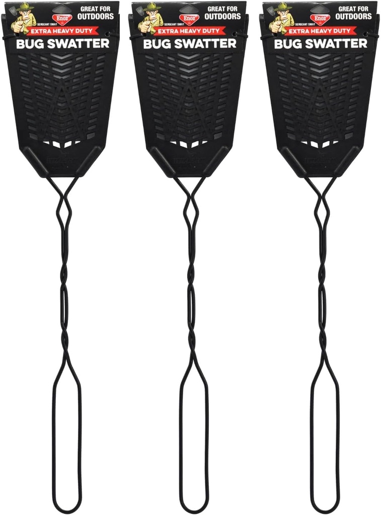 Enoz Sergeant Swat Bug Swatter - 3 Pack - Heavy Ultra Duty Manufactured Flyswatter - Environmentally Conscious, Effective, and Inexpensive Method to Control Flying Insects