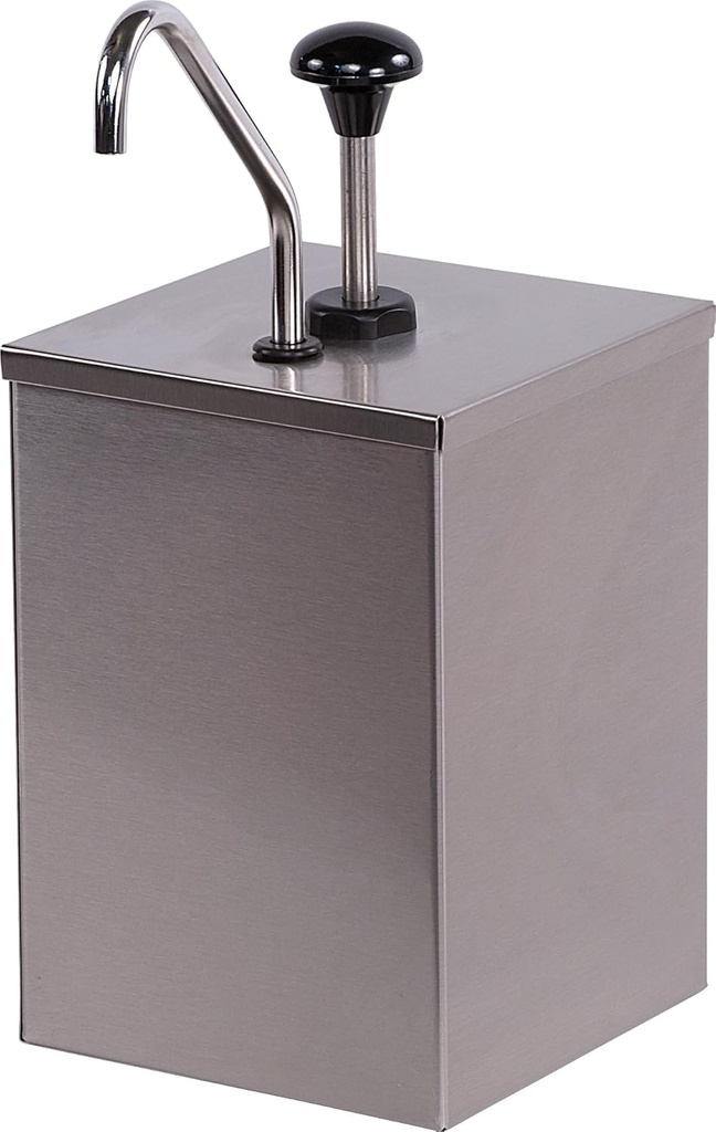 Carlisle FoodService Products Condiment Rail Condiment Center with Metal Pump for Gas Stations, Restaurants, Stainless Steel, 7.25 x 7.25 x 15.5 Inches, Silver