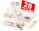 A-LuGei 【Military Grade Drawer Organizer, 【𝟱𝗦𝗶𝘇𝗲】 Makeup organizer, 【Holds 177 Items】 Bathroom Organizers and Storage, Organization and Storage, Desk Drawer Organizer for Bathroom Vanity