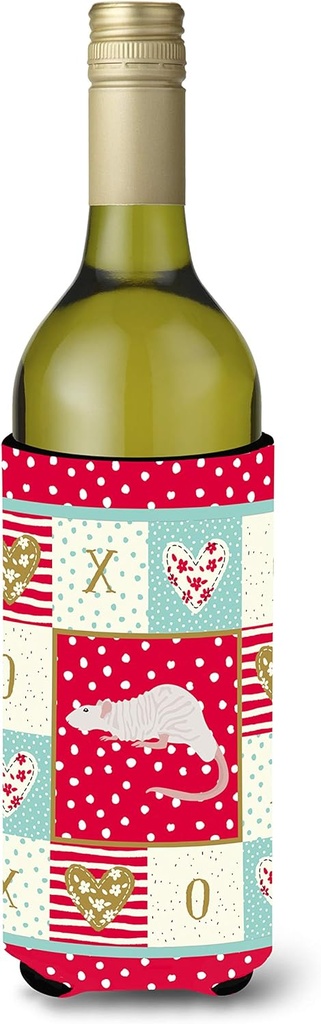 Caroline's Treasures CK5458LITERK Dumbo Sphynx Rat Love Wine Bottle Hugger, Red Bottle Cooler Sleeve Hugger Machine Washable Collapsible Insulator Beverage Insulated Holder