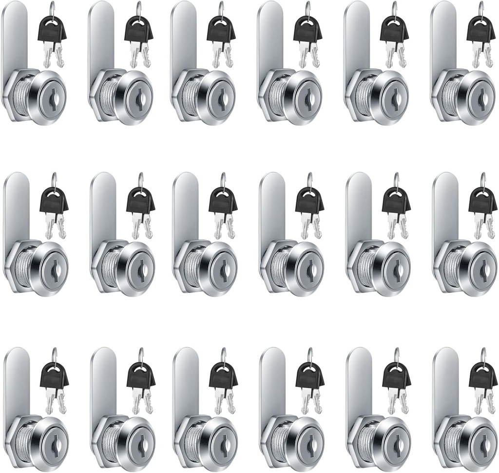 6 Pieces cam Lock File Cabinet Cylinder Cam Lock (Different Keys), 5/8 Inch Keyed Cylinder, for Security File Drawer Mailbox RV Camper Door Storage Toolbox Replacement Tool