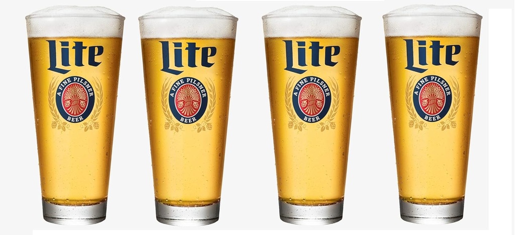 Miller Lite 2021 Edition XL Signature Heavy Based 22 Ounce Pint Glass Set | Set of 4