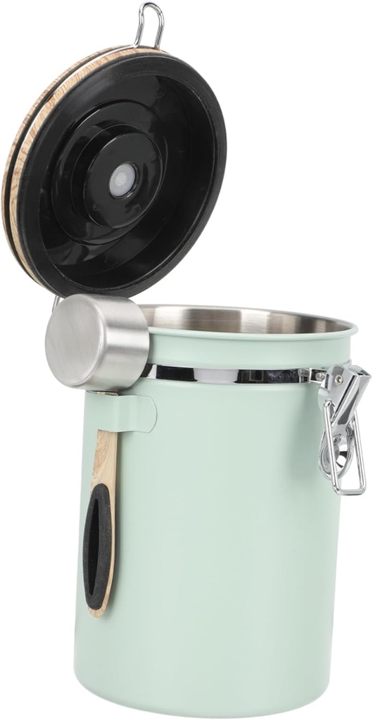 1.8l Airtight Coffee Bean Storage Stainless Steel and Wood Canister Vacuum Sealed Jar for Tea Spices